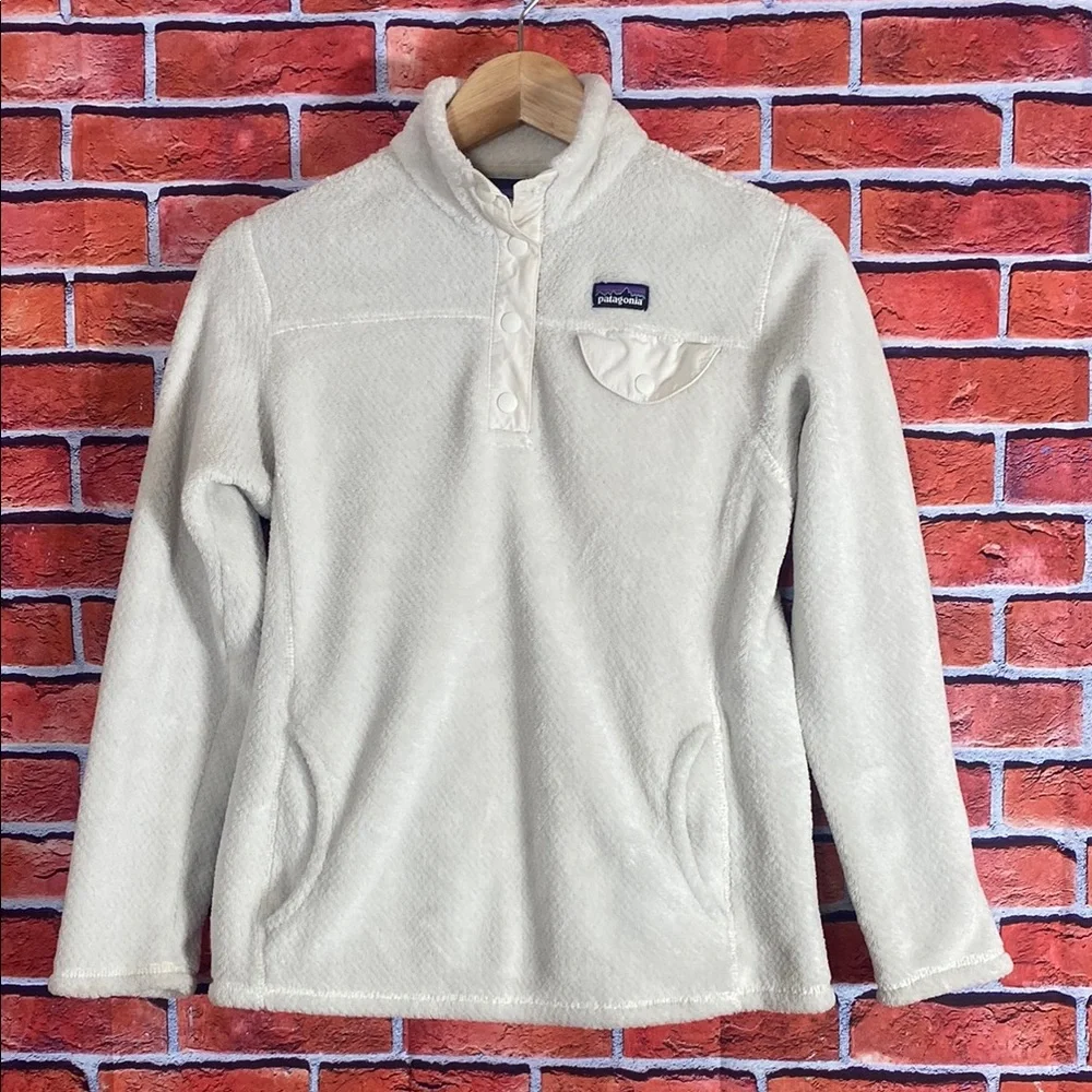 PATAGONIA Youth Re-Tool Snap-T PolarTec White Pullover Fleece 65585 Girl's Large